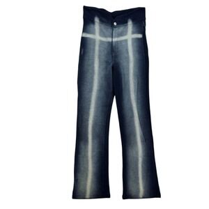 Nice Knits Pants Womens XL High Rise Straight Leg Denim Knit Unique Stretch NWT